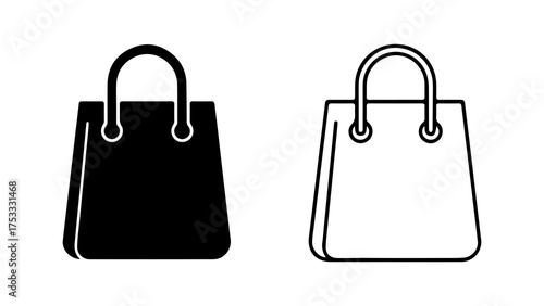 Handbags outline and solid with transparent background