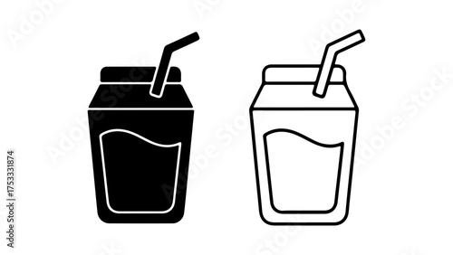 Drink in carton with straw with transparent background