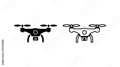 Drone icons with outline and solid fill with transparent background