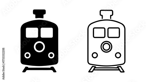 Train front view outline with transparent background