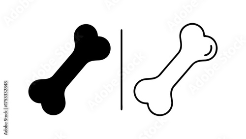 Dog bone outline and solid with transparent background