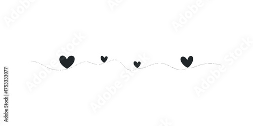 Black hearts on wavy line graphic