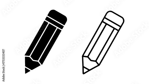 Pencils with outline and solid fill with transparent background