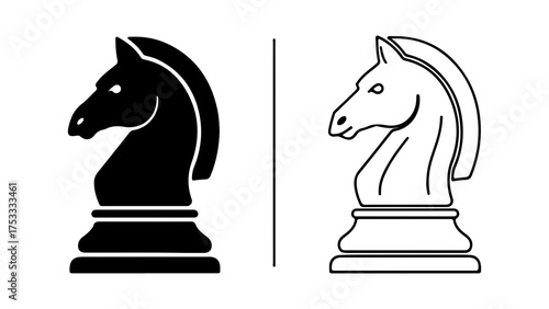 Chess knight icons with transparent background