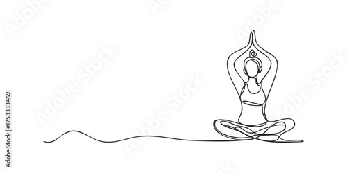 Minimalist line drawing of person meditating
