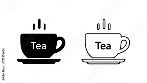 Hot tea cups with steam with transparent background