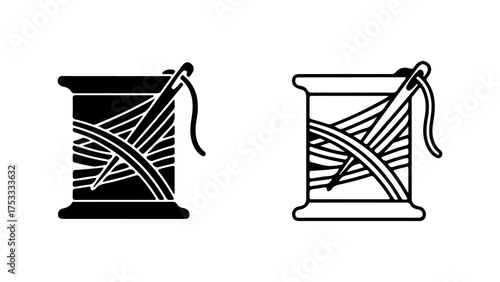 Thread spool with needle with transparent background