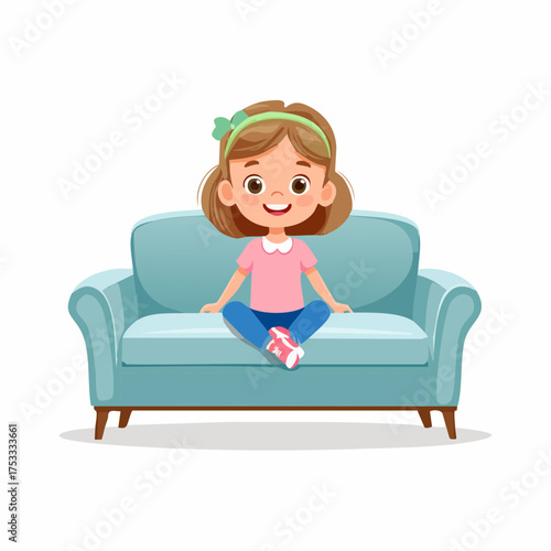 Kleines Mädchen auf einer couch