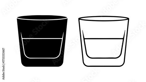 Shot glasses with outline and solid fill with transparent background