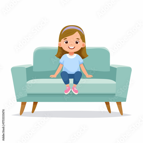 Kleines Mädchen auf einer couch