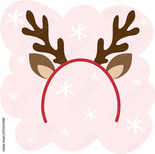 Illustration of Reindeer Antler Headband with Snowflakes
