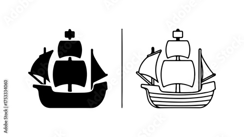 Sailing ship icon with transparent background