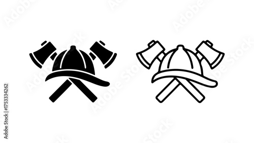 Firefighter helmet and axes with transparent background