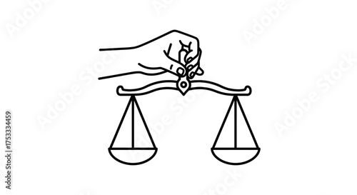 A hand holding a balance scale, representing justice and fairness.