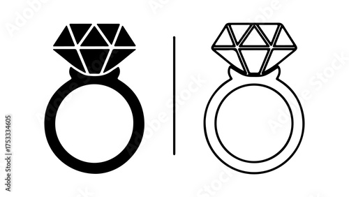 Diamond ring icon with transparent background