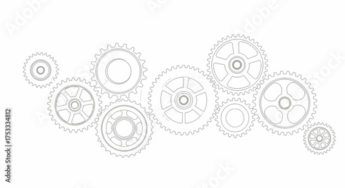 A stylized illustration showcasing a cluster of jagged mountain peaks, rendered in shades of gray.