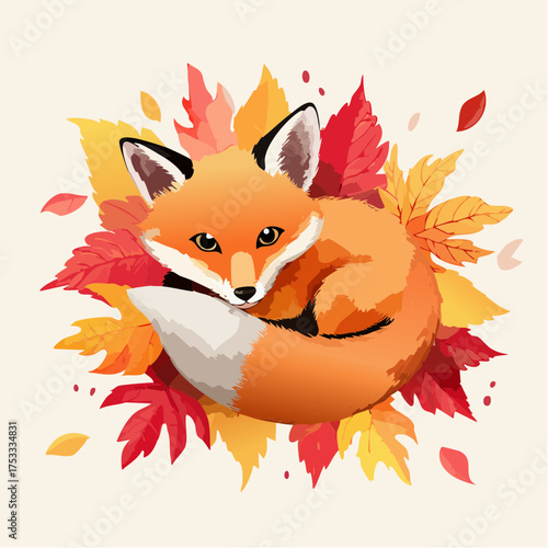 Fuchsjunges im Herbstlaub