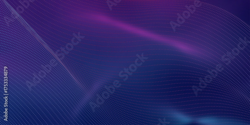Wave of musical sounds. Abstract background with interweaving of dots and lines. 3D rendering. Lights background. Colored music wave. Big data digital code.  Digital background. 3d rendering.