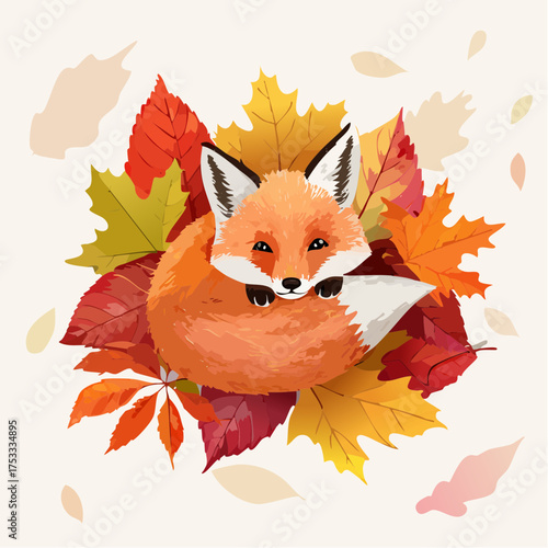 Fuchsjunges im Herbstlaub