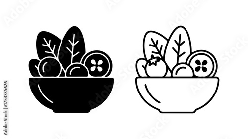 Salad bowl with greens and cucumber with transparent background