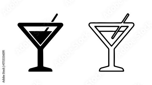 Martini glass outline with transparent background