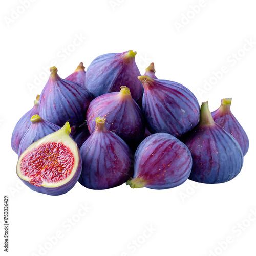 Fresh ripe figs piled high, showcasing vibrant purple and red textures, perfect for culinary projects and healthy eating concepts