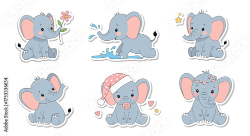 Cute baby elephants playing and having fun together.