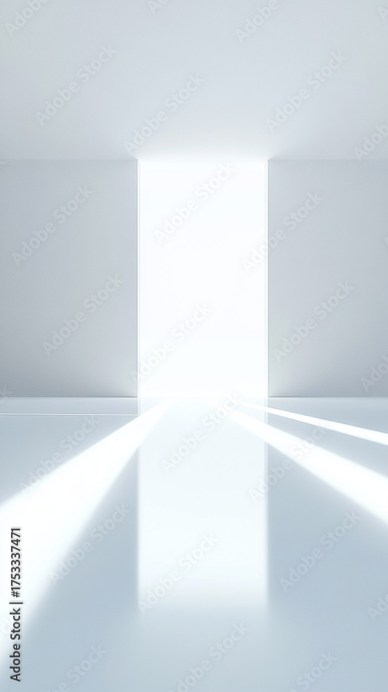 Fototapeta premium Minimalist modern empty gallery or corridor with glowing lighting. Modern background for product presentations, virtual showrooms, high-tech advertisements with copy space.