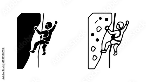 Rock climbing sport icon with transparent background