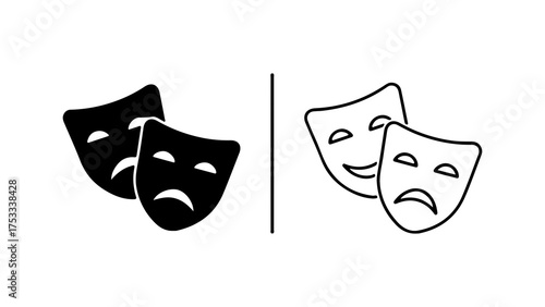 Comedy and tragedy masks with transparent background