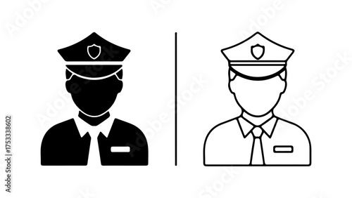 Police officer icon set with transparent background