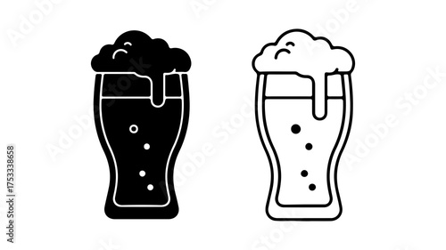 Beer glasses with foam with transparent background