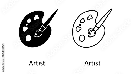 Artist palette and brush with transparent background