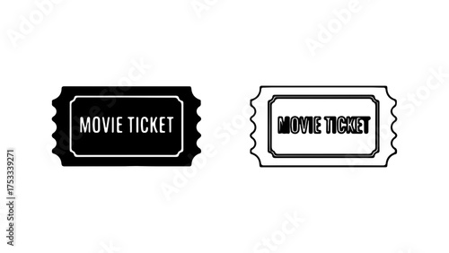 Movie tickets with black and white styles with transparent background