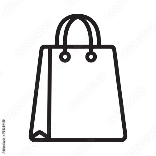 Simple outline icon of a shopping bag with handles for retail and commerce concepts