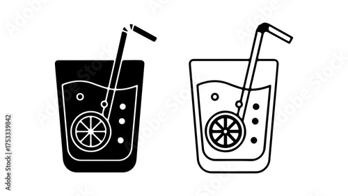 Lemonade glass with straw with transparent background