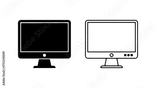Computer monitors with outline and solid fill with transparent background