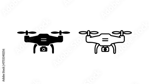 Drone icons with outline and solid fill with transparent background