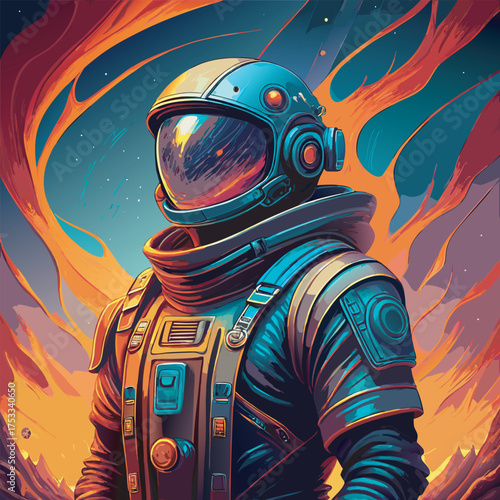Astronaut in Fiery Space