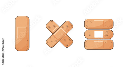 A collection of adhesive bandages for minor cuts and scrapes.