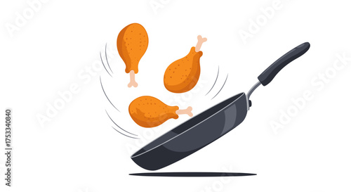 Frying crispy chicken drumsticks in a hot pan creates delicious meals.