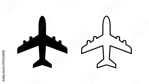 Airplane icon set with transparent background