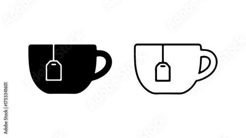 Tea cup with tea bag with transparent background