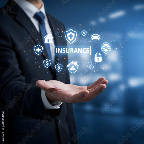 Business professional offering insurance concept visual