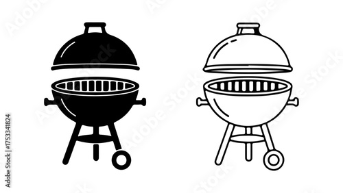 Grill with open lid with transparent background