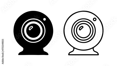 Webcam icons with outline and solid fill with transparent background