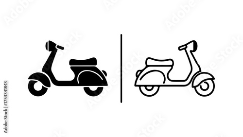 Scooters outline and solid with transparent background