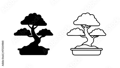Bonsai tree outline with transparent background