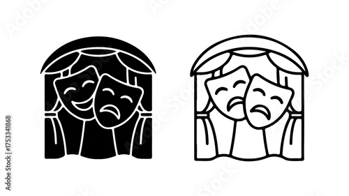 Theater masks symbol with transparent background