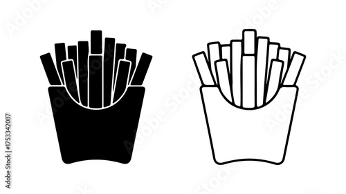 French fries in paper container with transparent background